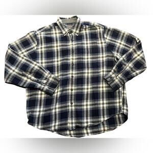 Eddie Bauer Mens XL Blue and Gray Flannel Long Sleeve Cotton Shirt